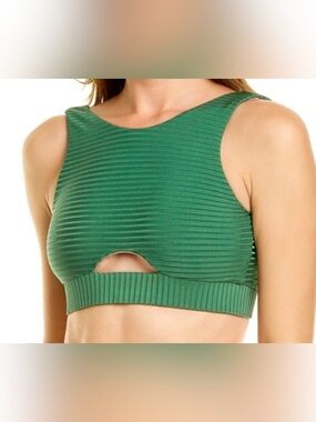 PQ Swim Green Ribbed Cutout Bikini Top